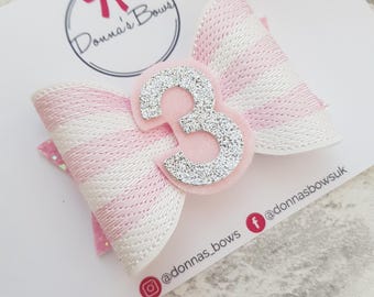 Birthday bow, birthday baby headband, 1st birthday hair bow, birthday hair clip, birthday hair bow, hair slide, pink hair bows