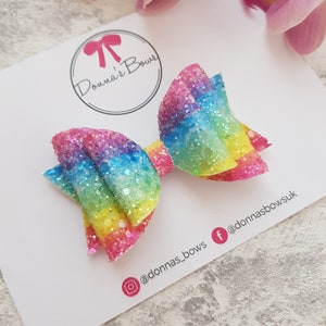 Bright ombre hairbow, rainbow hair slide, summer hair bow, glitter hair clip, girls headband, glitter hairband