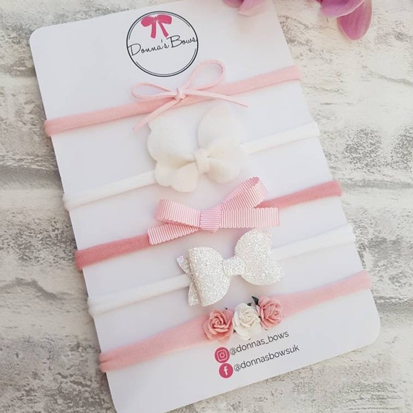 Baby-Stirnbänder, Neugeborenen-Geschenk, Baby-Mädchen-Stirnbänder, Kleinkind-Stirnband, Kleinkind-Haarbänder, neues Baby-Geschenk, rosa Haarschleifen, Baby-Dusche-Geschenk