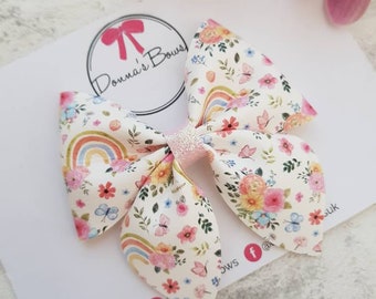 Rainbow sailor bow, girls hair bow, toddler hair bow, baby girl headband, summer hairbow, hair accessories, girls hair clip