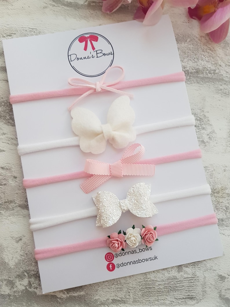Baby headbands, newborn gift, baby girl headbands, toddler headband, toddler hairbands, new baby gift, pink hairbows, baby shower gift image 9