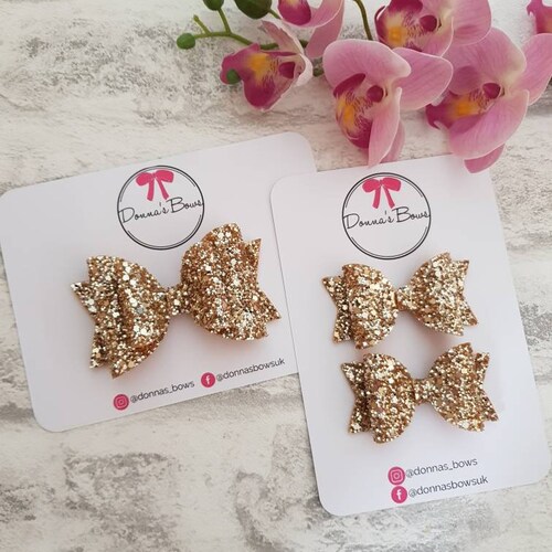 Holiday Gold Glitter Hair Bow Clip - Etsy