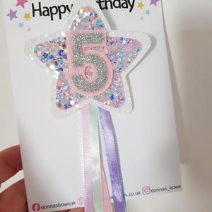 Sparkle birthday badge, girls birthday pin, girls star badge, colourful birthday badge, girls birthday rosette, rainbow birthday pin image 5