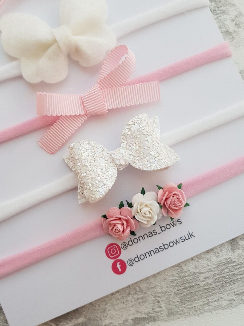 Baby headbands, newborn gift, baby girl headbands, toddler headband, toddler hairbands, new baby gift, pink hairbows, baby shower gift image 3