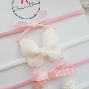 Baby headbands, newborn gift, baby girl headbands, toddler headband, toddler hairbands, new baby gift, pink hairbows, baby shower gift image 2