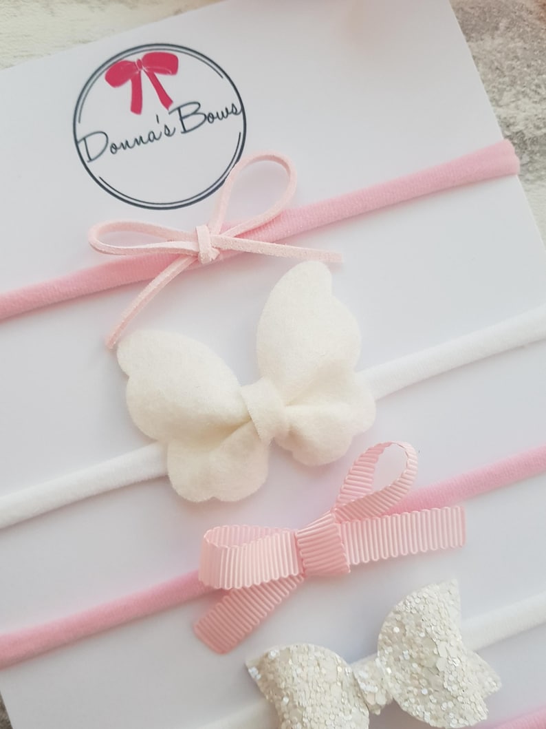 Baby headbands, newborn gift, baby girl headbands, toddler headband, toddler hairbands, new baby gift, pink hairbows, baby shower gift image 2