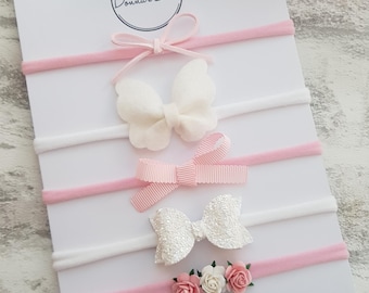 Baby headbands, newborn gift, baby girl headbands, toddler headband, toddler hairbands, new baby gift, pink hairbows, baby shower gift