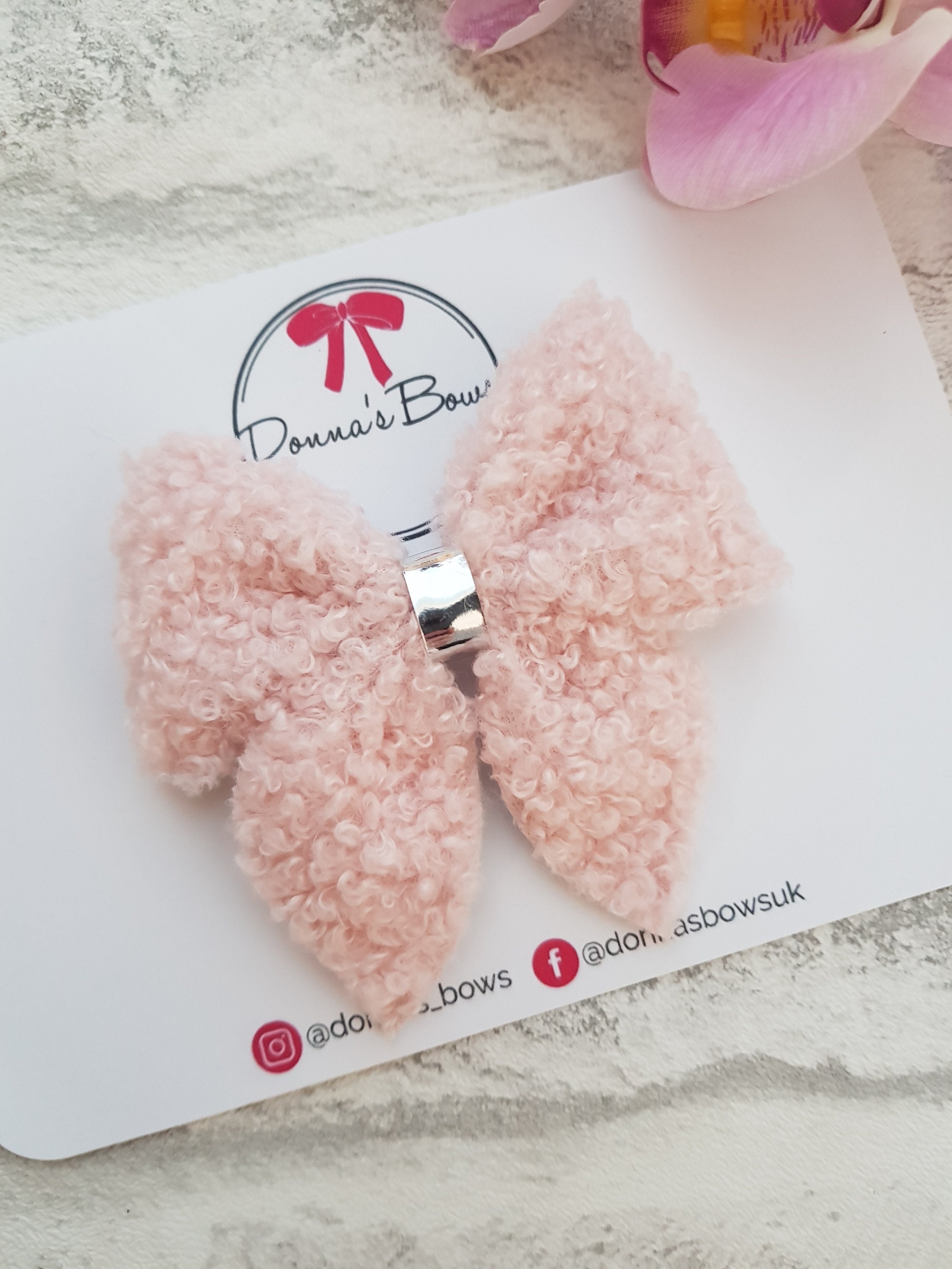 Furry Sailor Bow, Girls Hair Bow, Sherpa Hair Clip, Toddler Hair