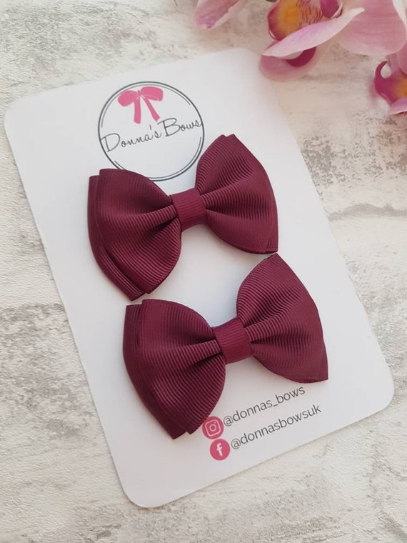 Burgundy Pigtail Bows, Maroon Pigtails, Ribbon Bows  display picture 2