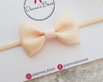 Cream baby headband, baby headband, ribbon headband, baby girl headbands, toddler headband, toddler hairbands, ribbon bow,  new baby gift