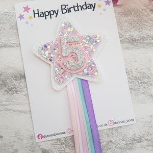 Sparkle birthday badge, girls birthday pin, girls star badge, colourful birthday badge, girls birthday rosette, rainbow birthday pin image 2