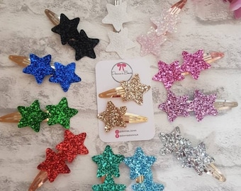 Star clips, glitter slides, glitter snap clips, fringe clips, toddler hairband, girls hairbows, sparkly slides, baby girl bows