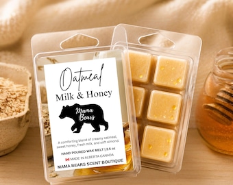 Fondants parfumés à l'avoine, au lait et au miel : barre de cire de noix de coco végane pour brûleurs, parfum d'ambiance apaisant