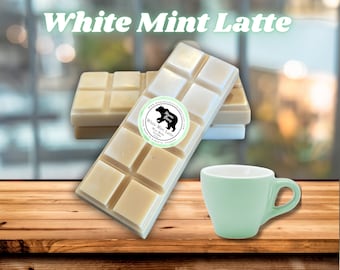 WAX MELTS: White Mint Latte, Scented Soy Wax Snap Bar for Warmer, Coffee Lover, Home Fragrance Wax Bar, Long Lasting Wickless Candle, Gift