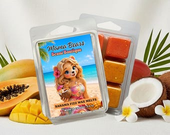 Bahama Fizz Wax Melts: Tropical Citrus Scent, Summer Home Fragrance, Beachy Island Aroma, Handmade Coconut Wax Melts