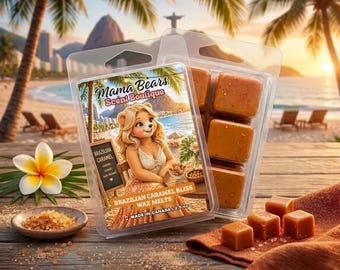 Brazilian Caramel Bliss Wax Melts: Caramel Vanilla Scent, Strong Long Lasting Scented Cubes for Warmers, Gourmand Home Fragrance Room Decor
