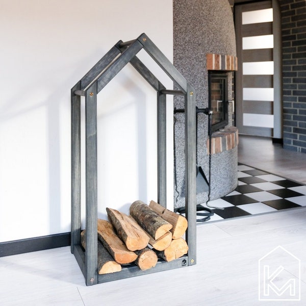 Support de bois de chauffage moderne, Porte-bûches de chauffage minimal, Rack à bois de chauffage, Rangement de bûches, Accessoire de cheminée, Support de bois de chauffage élégant pour l’intérieur