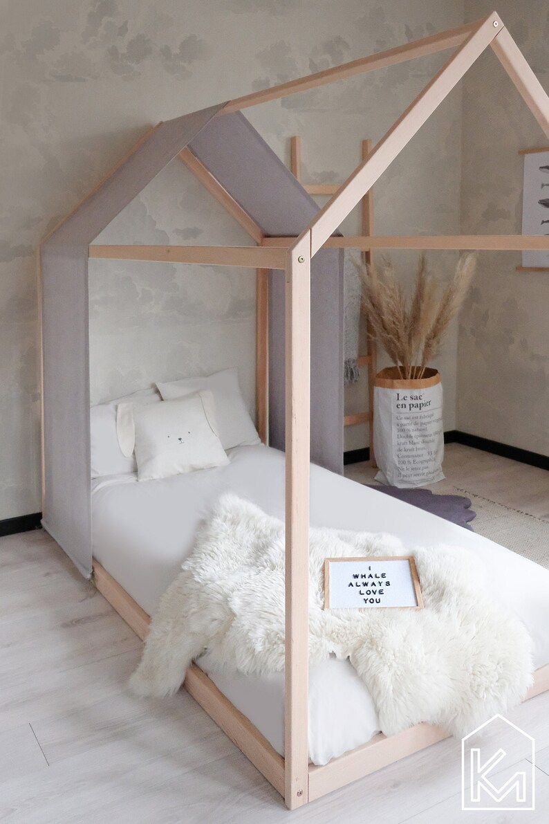 AU King Size Floor Bed With Light Grey Linen Cover and Etsy