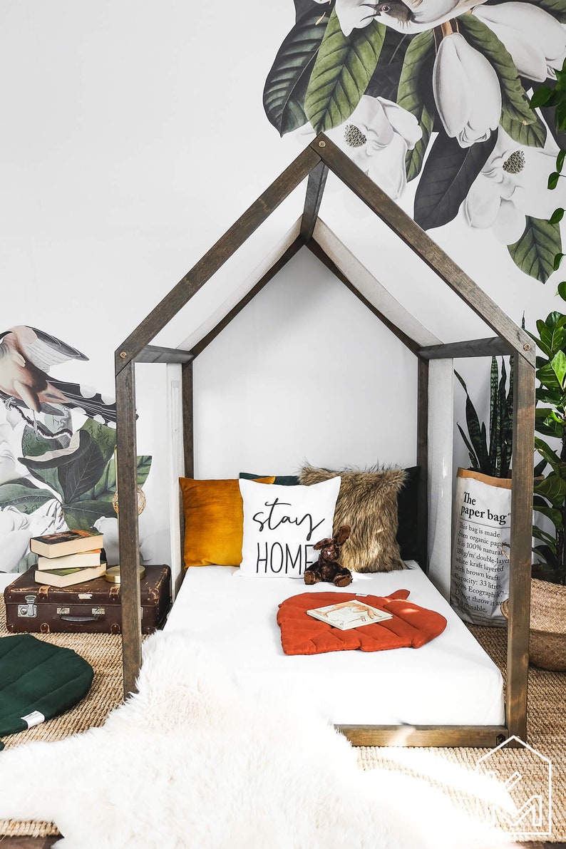 US Twin Size bed with linen cover&window Children house bed Etsy