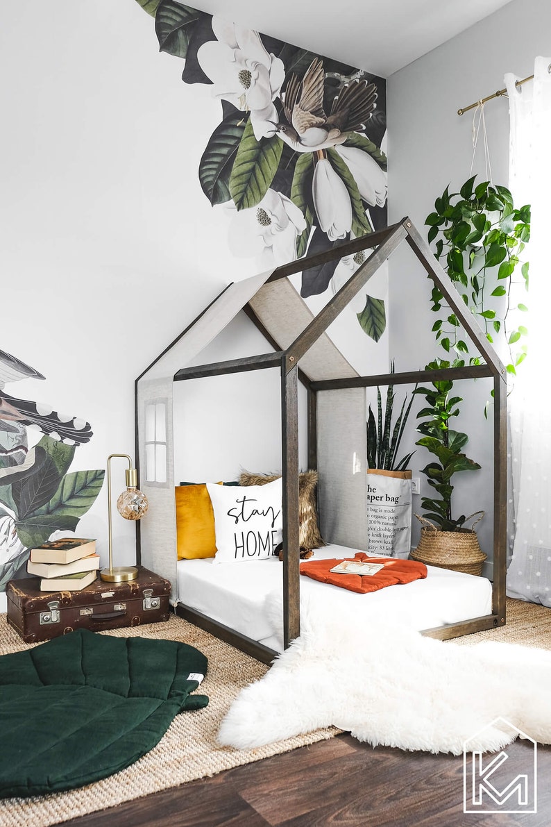 US Twin Size bed with linen cover&window Children house bed Etsy