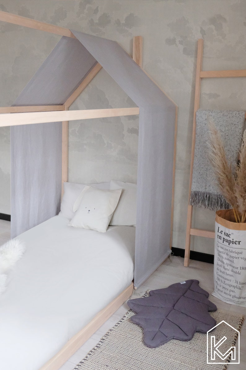 AU King Size Floor Bed With Light Grey Linen Cover and Etsy
