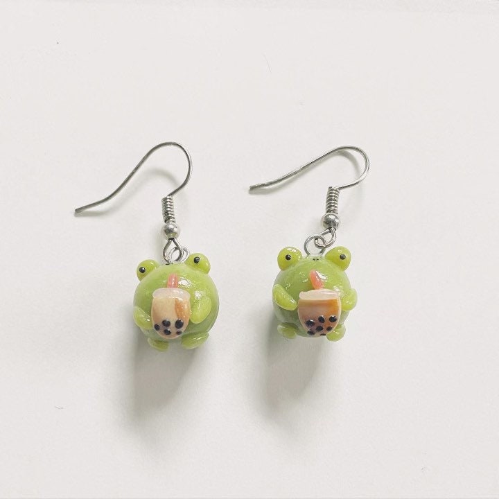 Frog sale clay earrings