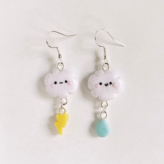 Cute Cloud Earrings Polymer Clay Charms Cute Polymer Clay Earrings Artwallyuni