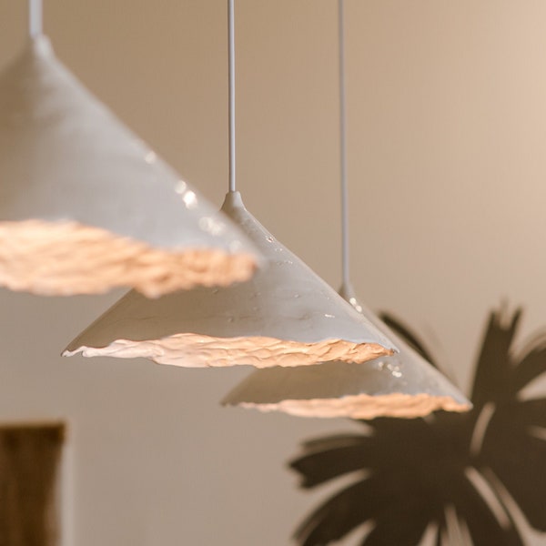 Rustic organic Small & Large ceramic pendant lights for kitchen island, dinning table Sink Modern lamp shade Farmhouse lighting fixtures