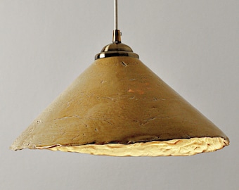 Lampada a sospensione in ceramica beige fatta a mano: lampada a sospensione rustica da fattoria