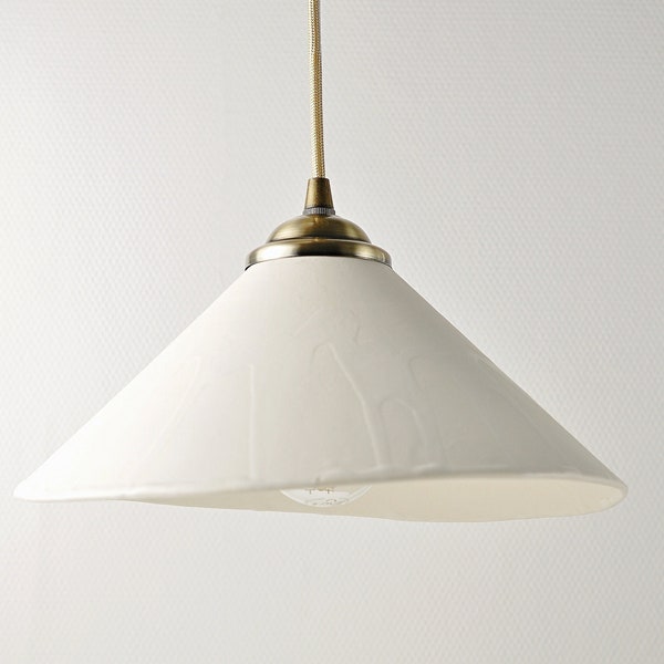 Ceramic handmade pendant lamp Matt white modern shade Rustic chandelier Boho lighting Organic nordic pendant light