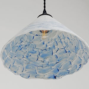 Matt blue handmade ceramic pendant lamp Modern chandelier Boho light lamps pendant chandelier lighting Housewarming gift Baradaxceramic lamp