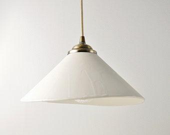 Ceramic handmade pendant lamp Matt white modern shade Rustic chandelier Boho lighting Organic nordic pendant light