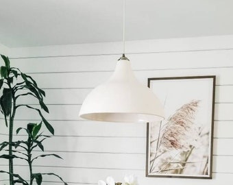 Glossy and matt large ceramic handmade pendant lamp shade Neutral kitchen, dining room lighting Boho hallway light Nordic modern chandelier
