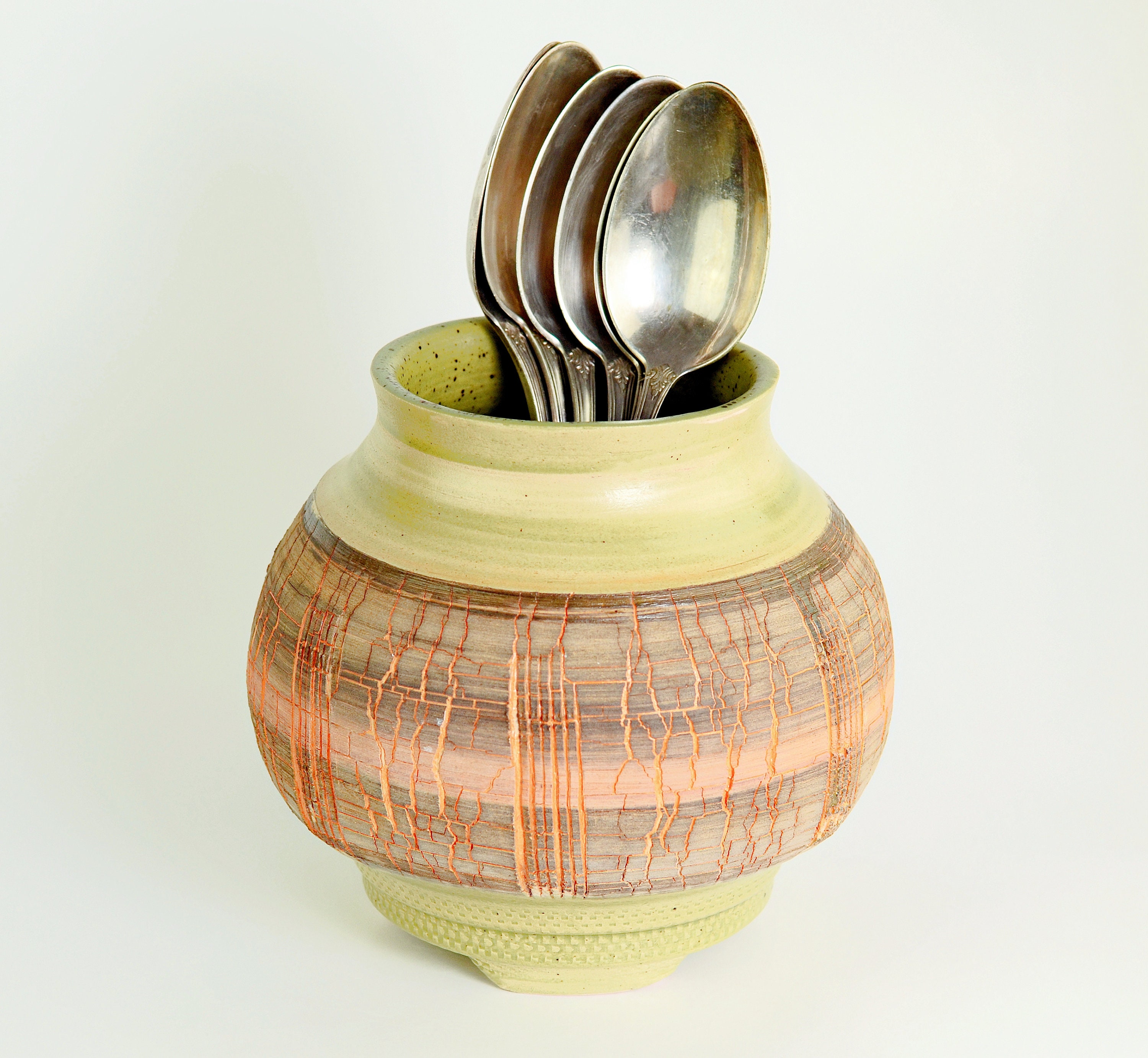 Handmade ceramic vase Rustic large flower pot Kitchen utensil Etsy