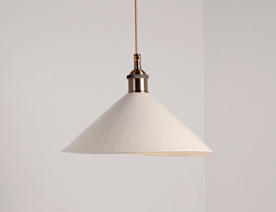 Modern rustic pendant lighting White and copper wabi sabi lamp for home decor