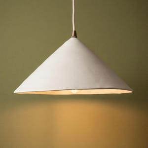 Rustic ceramic handmade pendant lamp #2 Matte white modern chandelier for kitchen island lighting