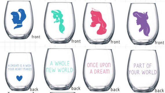 Download Free Disney Princess Stemless Wine Glasses Etsy SVG Cut Files