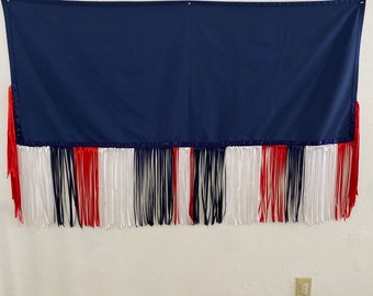 Red White Adult Fringe Shawl - Handmade Native American Powwow Regalia