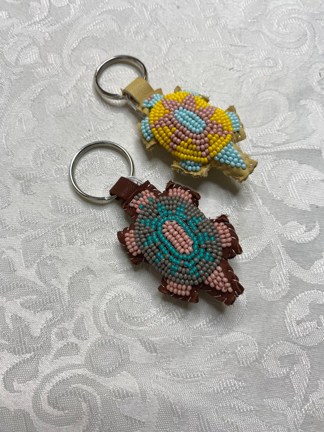 Beaded Turtle Keychain Handmade Native American Art Etsy