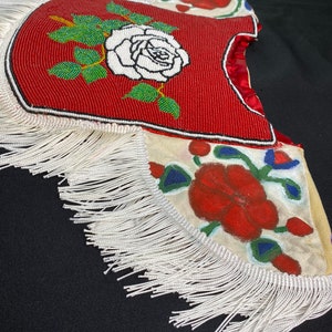 Rose Design Beaded Youth Cape With Fringe Handmade Native American ...