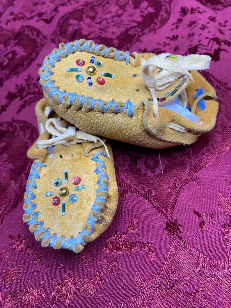 Vintage Baby Moccasins Handmade Native American Powwow Regalia image 2