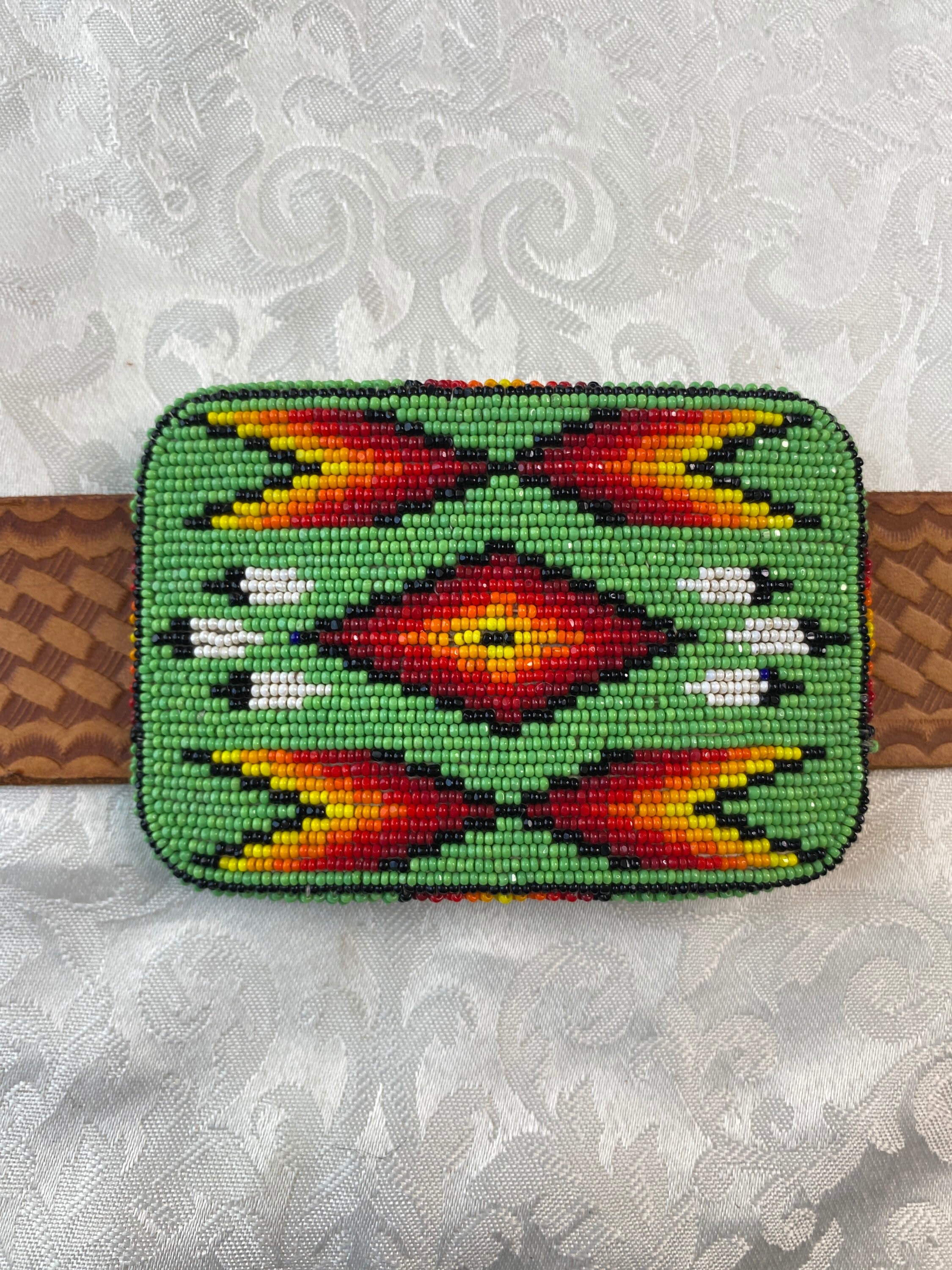 Fully Beaded Belt Buckle Handmade Native American Art UK