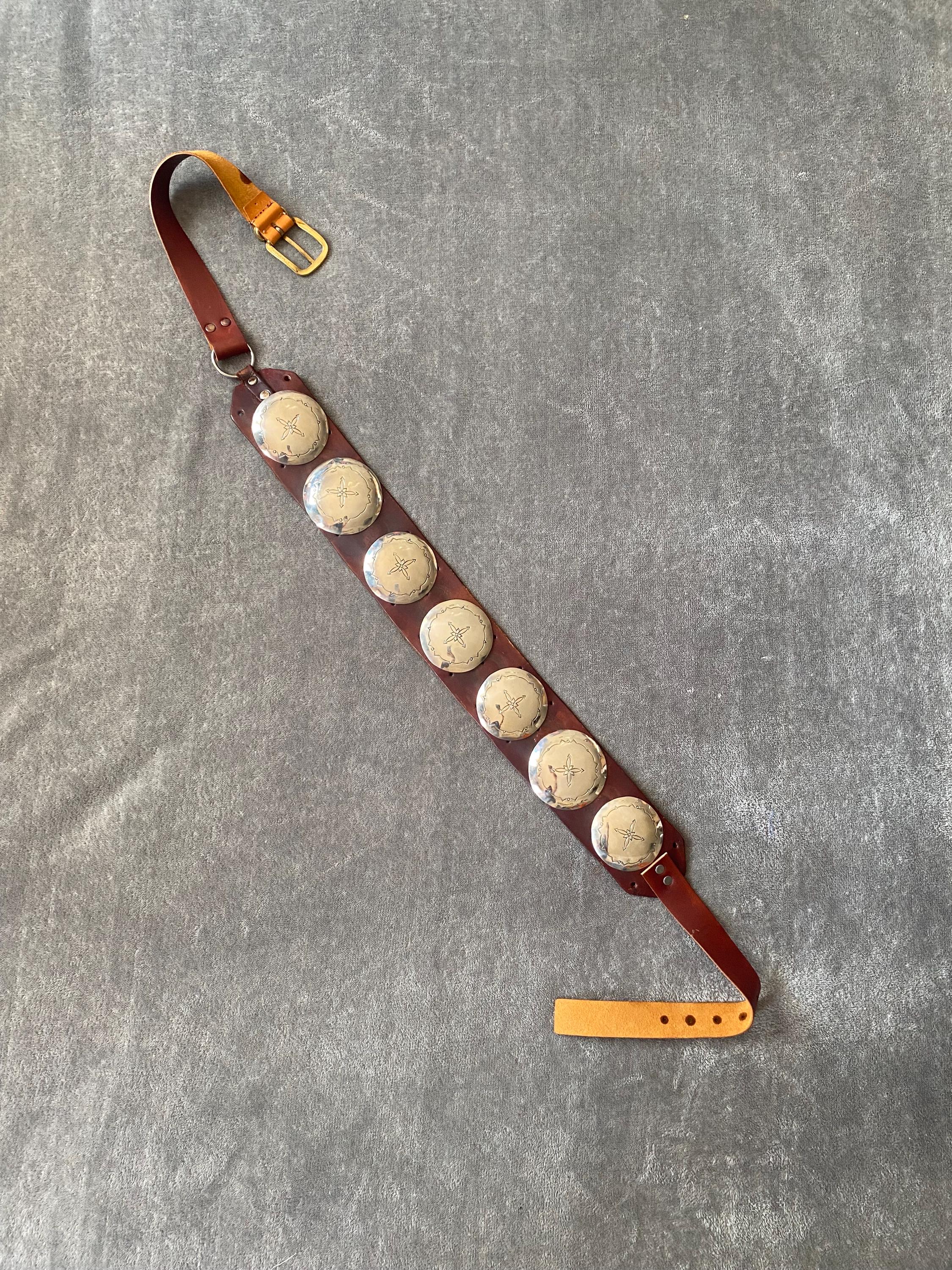 Ceinture concho taille adulte argentée - Bijoux amérindiens faits main
