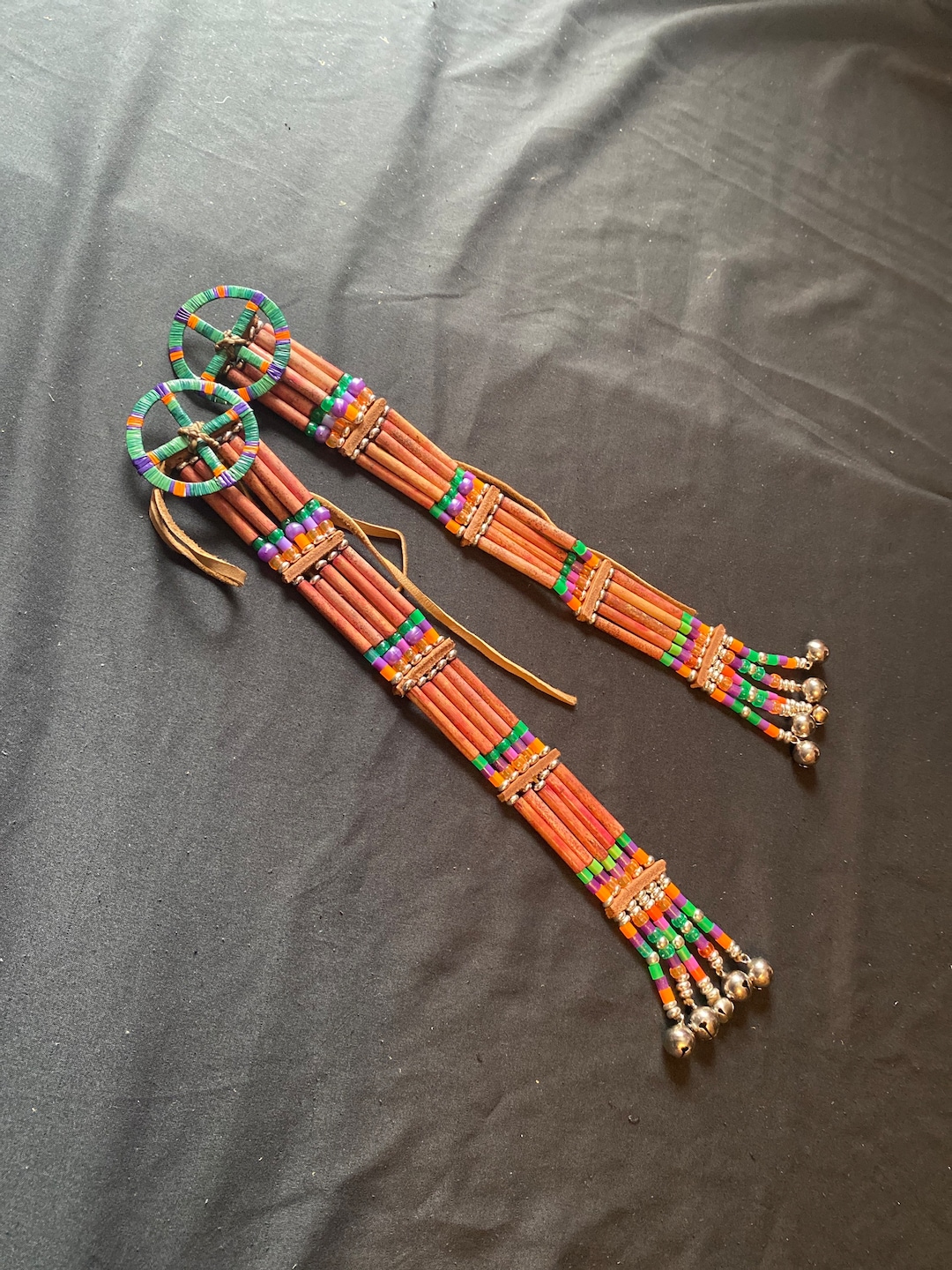 Beaded Hair Ties Handmade Native American Powwow Regalia Etsy