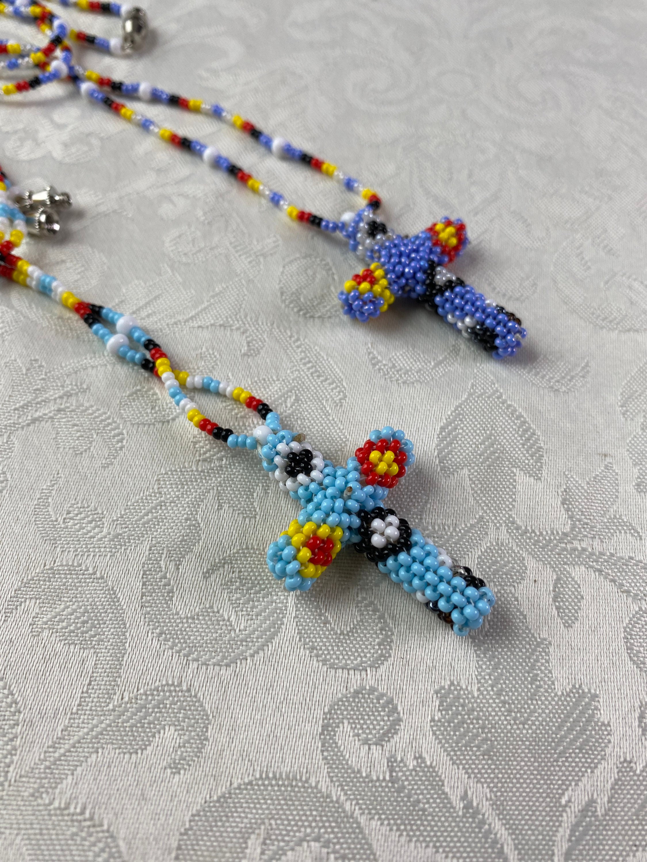 Native american beaded cross necklace sale