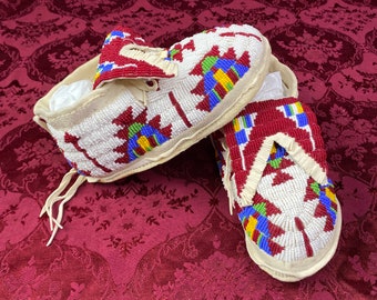 Fully Beaded Moccasins - Handmade Native American Powwow Regalia