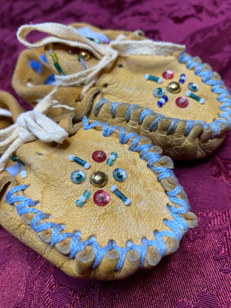 Vintage Baby Moccasins Handmade Native American Powwow Regalia image 3