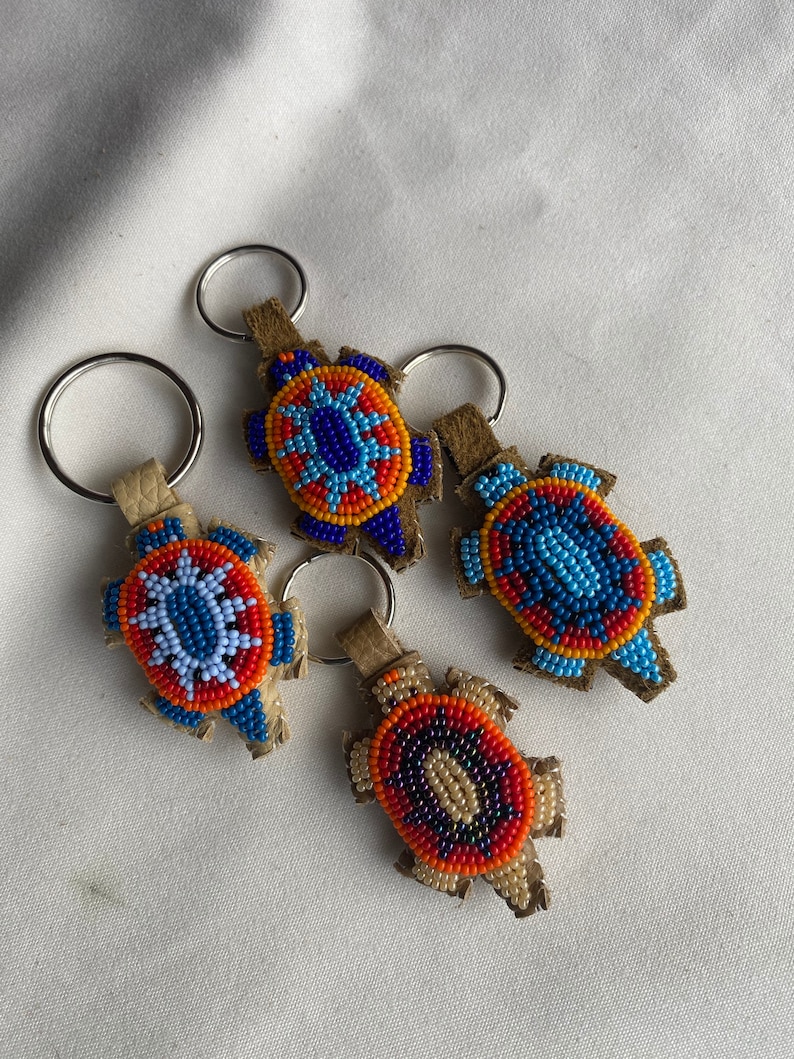 Beaded Turtle Keychain Handmade Native American Accessories Etsy