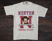 Vintage 1980s Anvil Honeymooners Tshirt Ed Norton Technical College Graphic Single Stitch Size Medium Made in USA Television Show TV Comedy
