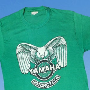 Vintage 1970s Signal Sportswear Yamaha Motorcycles Tshirt Single Stitch Eagle Logo Size Medium Made in USA